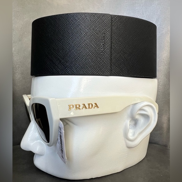 Prada SPR A09 Cat Eye Sunglasses in White - Picture 9 of 11